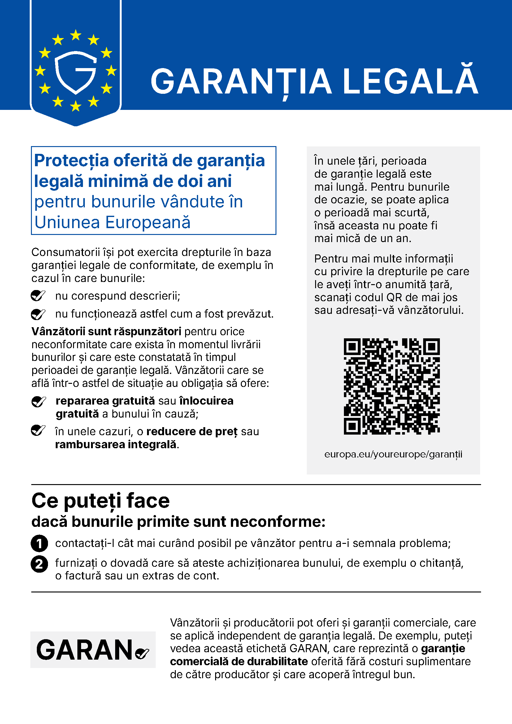 Garantia legala - drepturile consumatorului