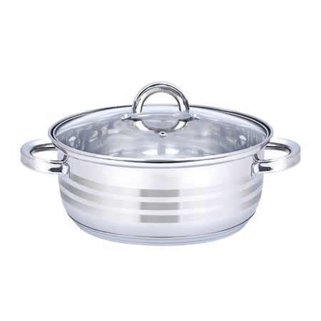 Oala inox Floria ZLN-4106 cu capac sticla - 4L, 24cm, baza Tri-Stratificata, compatibila inductie
