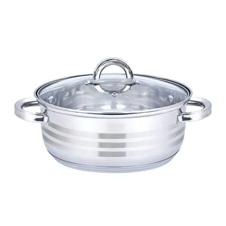 Oala inox Floria ZLN-4106 cu capac sticla - 4L, 24cm, baza Tri-Stratificata, compatibila inductie