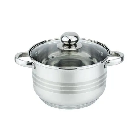 Oala inox Floria ZLN-4052 cu capac sticla - 4L, 22cm, baza capsulata 3 straturi, compatibila inductie