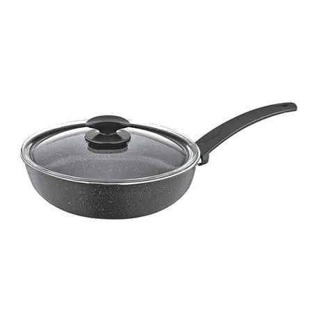 Tigaie cu capac Zilan ZLN2065 - 24cm, strat antiadeziv granit, aluminiu premium negru