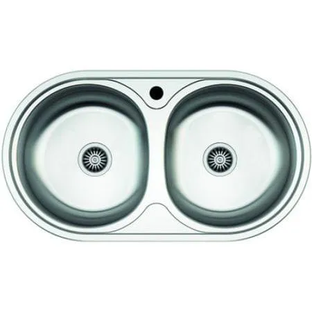 Chiuveta inox dubla Z-INOX ZLN-8624 - ovala 78x43.5cm, finisaj anticalcar, incastrabila
