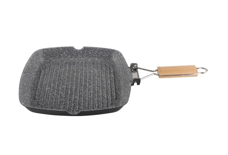 Tigaie grill Zilan ZLN-4298 - aluminiu cu interior granit, 24cm, maner pliabil, compatibila inductie