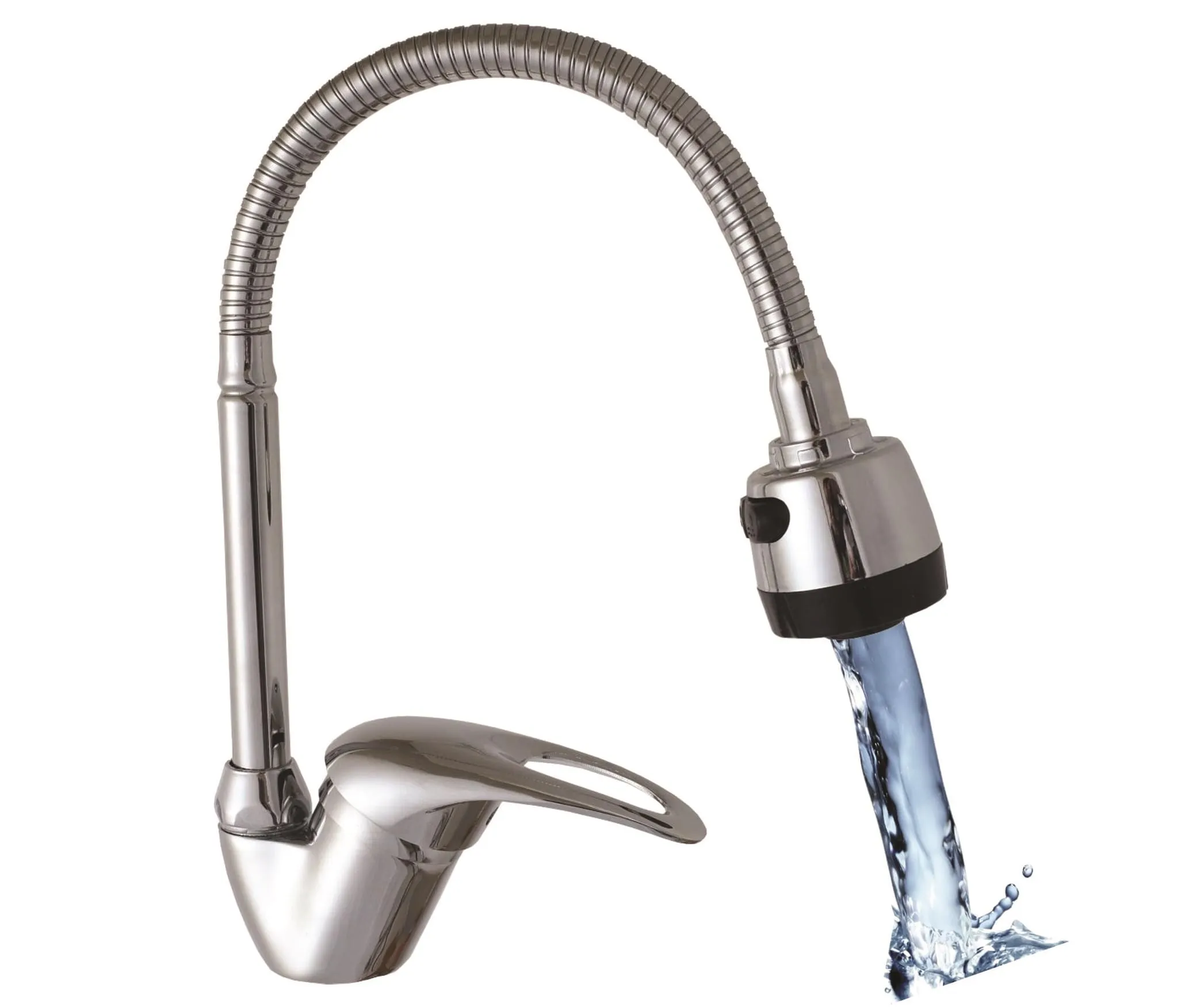 Baterie bucatarie inox cu dus extractibil - 2 jeturi reglabile, monocomanda, cartusa ceramica 35mm
