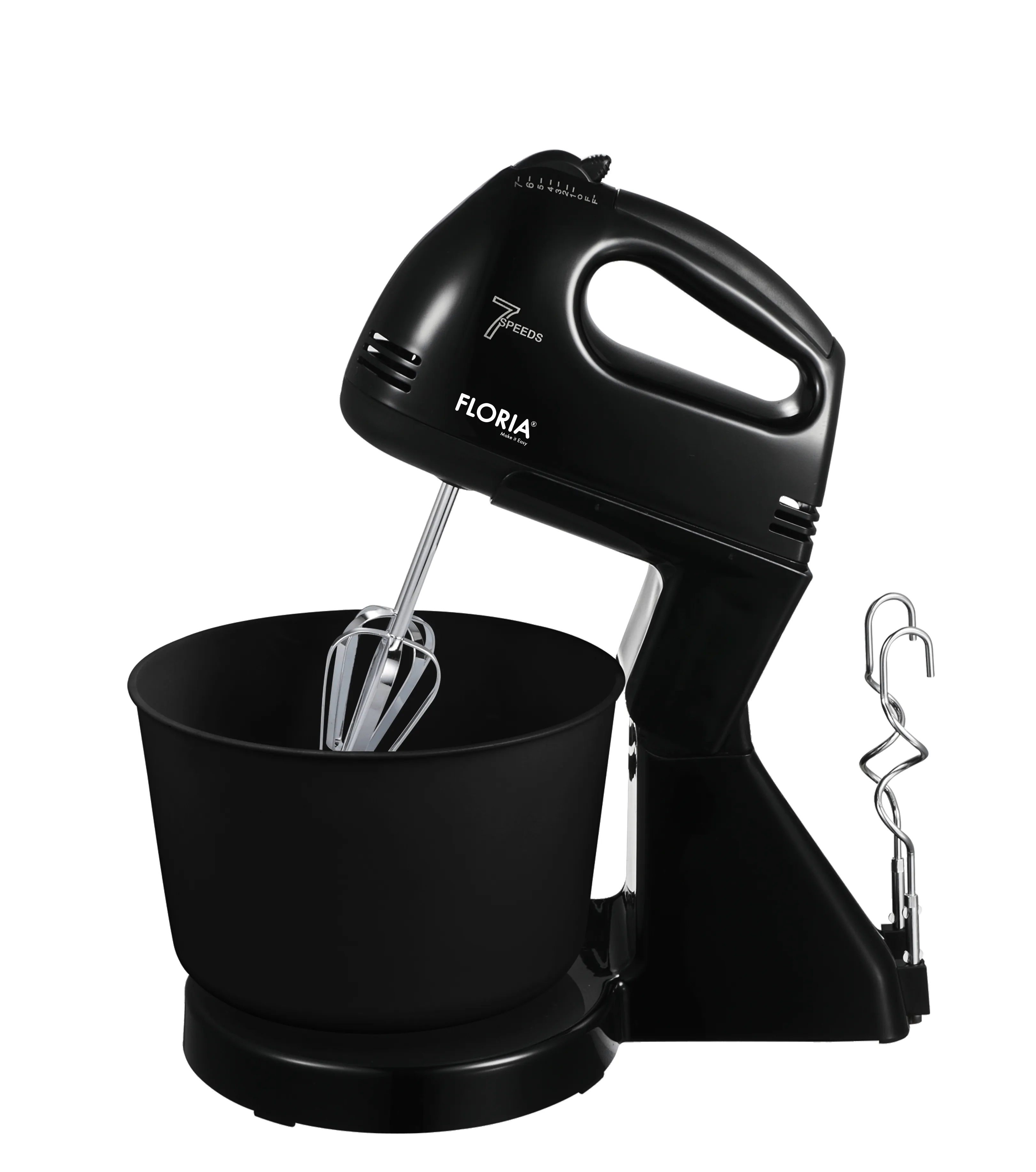 Mixer cu bol Floria ZLN-7574 - 7 viteze, 2L, 150W, include 4 accesorii