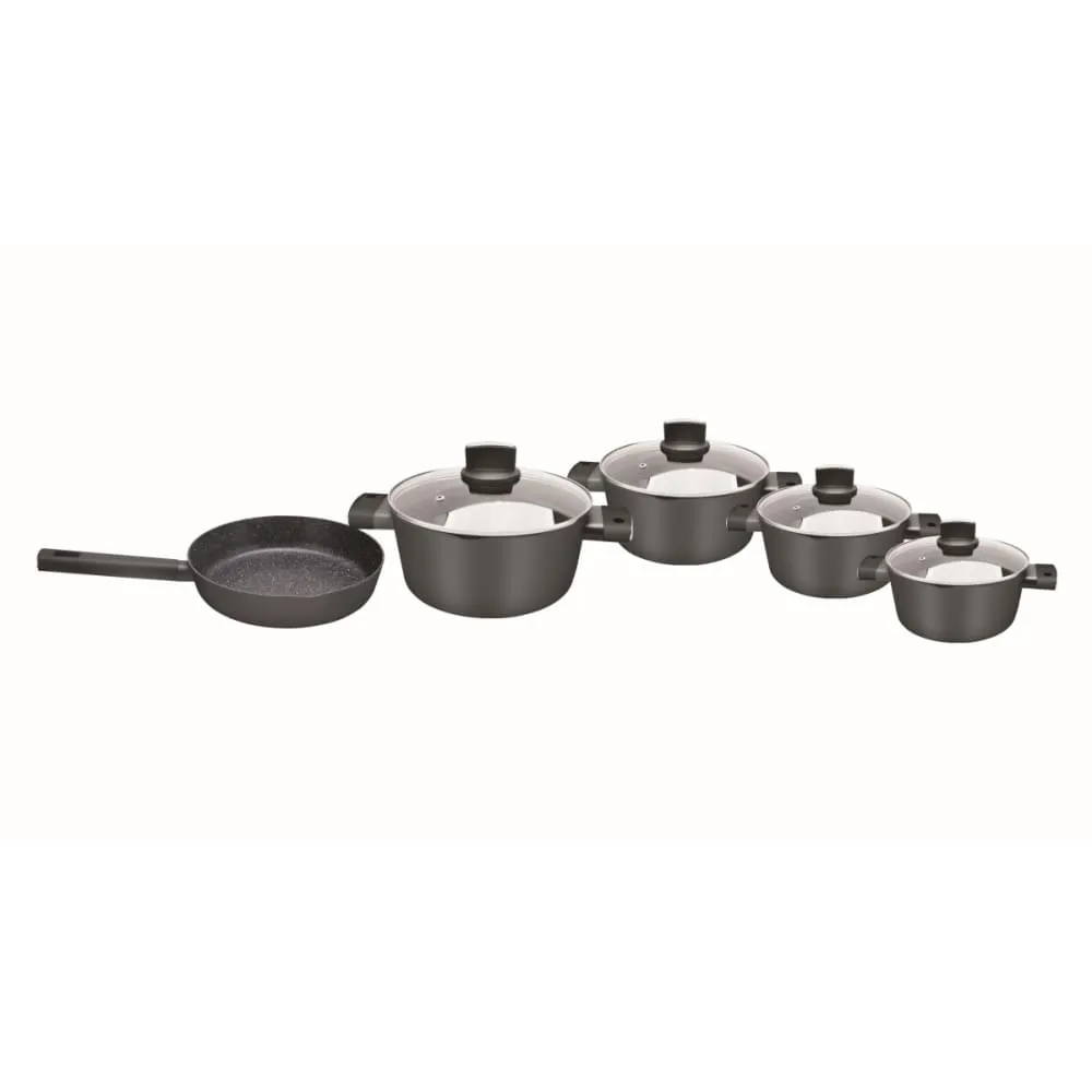 Set oale Zilan ZLN0942 - 9 piese cu acoperire ceramica + marmura, inductie, negru