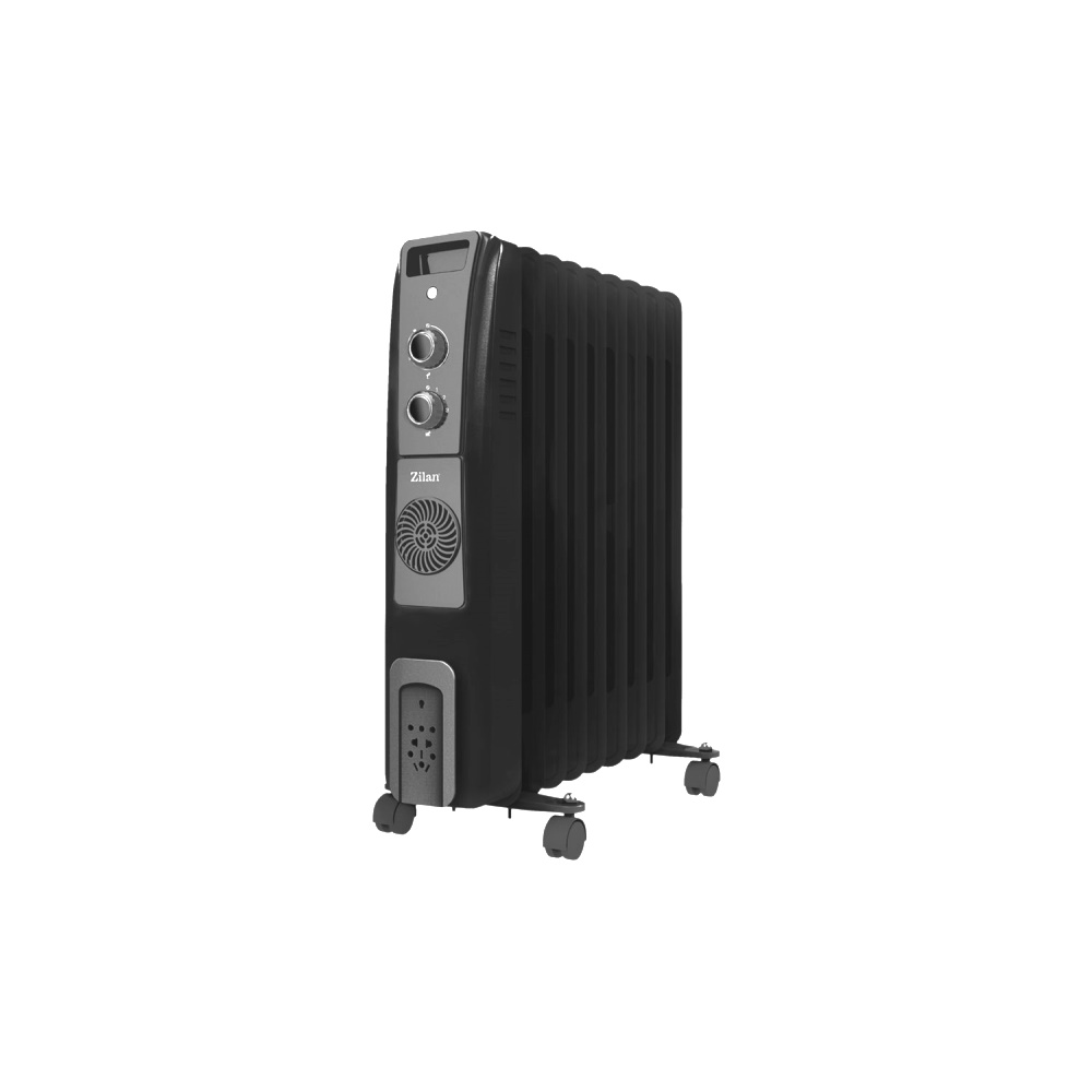 Calorifer electric cu ulei ZILAN ZLN1956, 2500W, 9 elementi, termostat reglabil, negru - Incalzire eficienta pana la 30m²