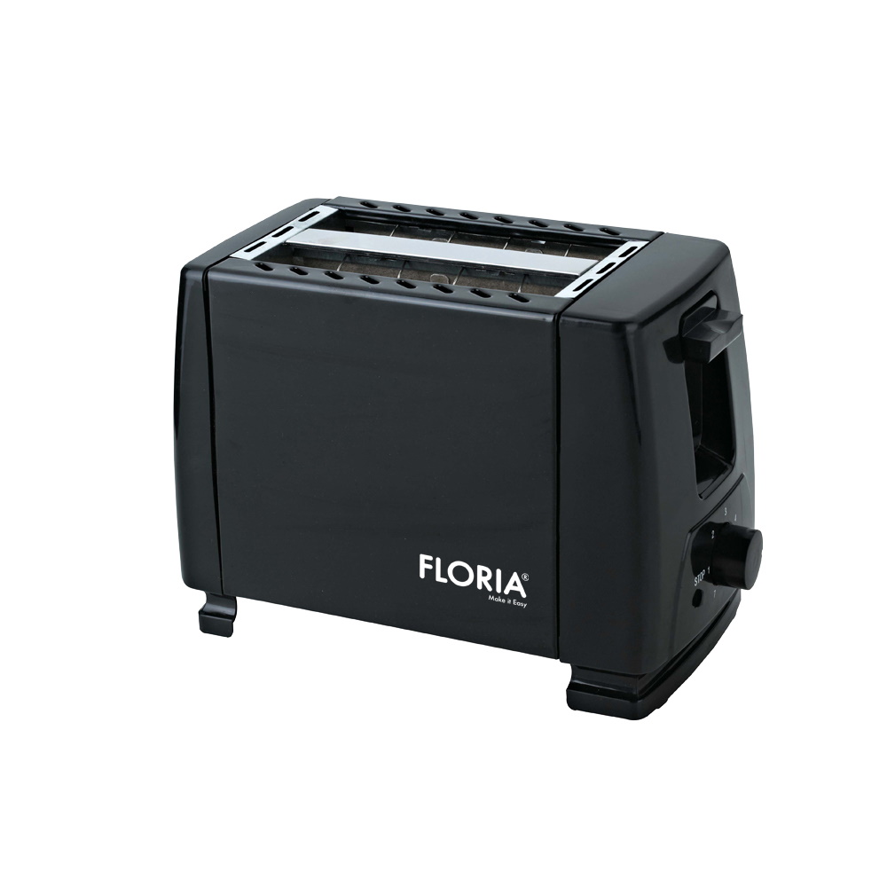 Prajitor de paine Floria ZLN1826 - 2 felii, 700W, 7 nivele rumenire, design negru inox