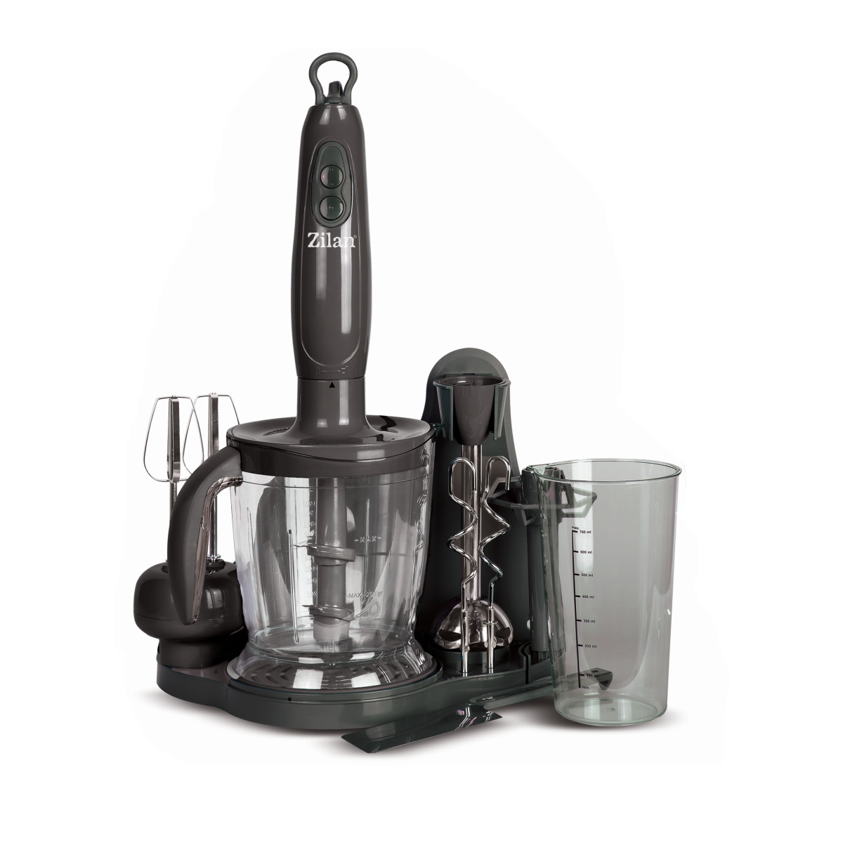 Mixer vertical Zilan ZLN5343, 700W, pahar gradat 0.7L + recipient 1L, 2 viteze, negru