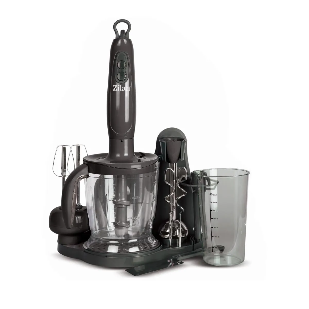 Mixer vertical Zilan ZLN5343, 700W, pahar gradat 0.7L + recipient 1L, 2 viteze, negru