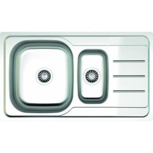 Chiuveta inox dubla Z-INOX ZLN9287 - 86x50 cm, cuva mare si mica, montaj stanga, finisaj anticalcar