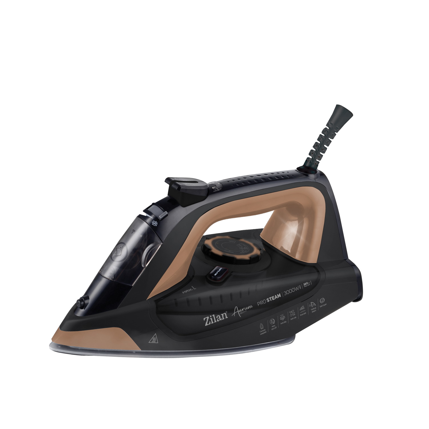 Fier de calcat profesional Zilan ZLN4247, Aurum 3000W - talpa ceramica, auto-oprire, anti-calcar