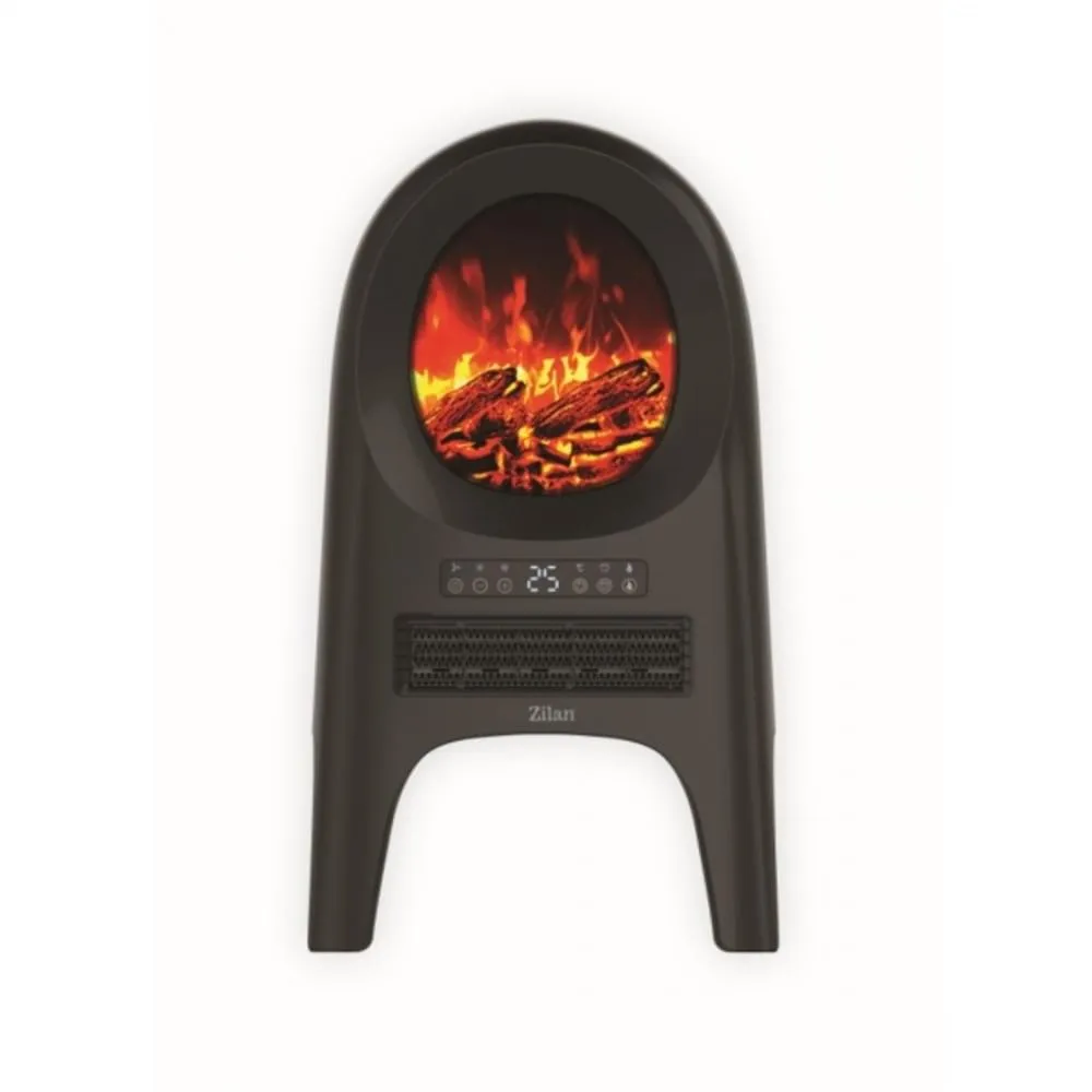 Aeroterma ceramica cu animatie semineu Zilan ZLN5664 - 2000W, telecomanda, design premium, negru