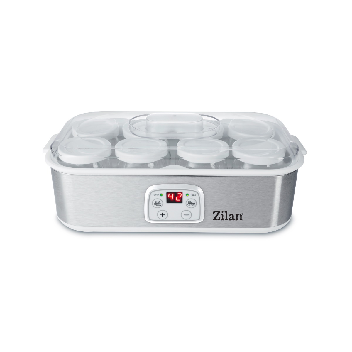 Aparat pentru facut iaurt Zilan ZLN6104 - 8 borcane sticla, timer digital 48h, termostat reglabil