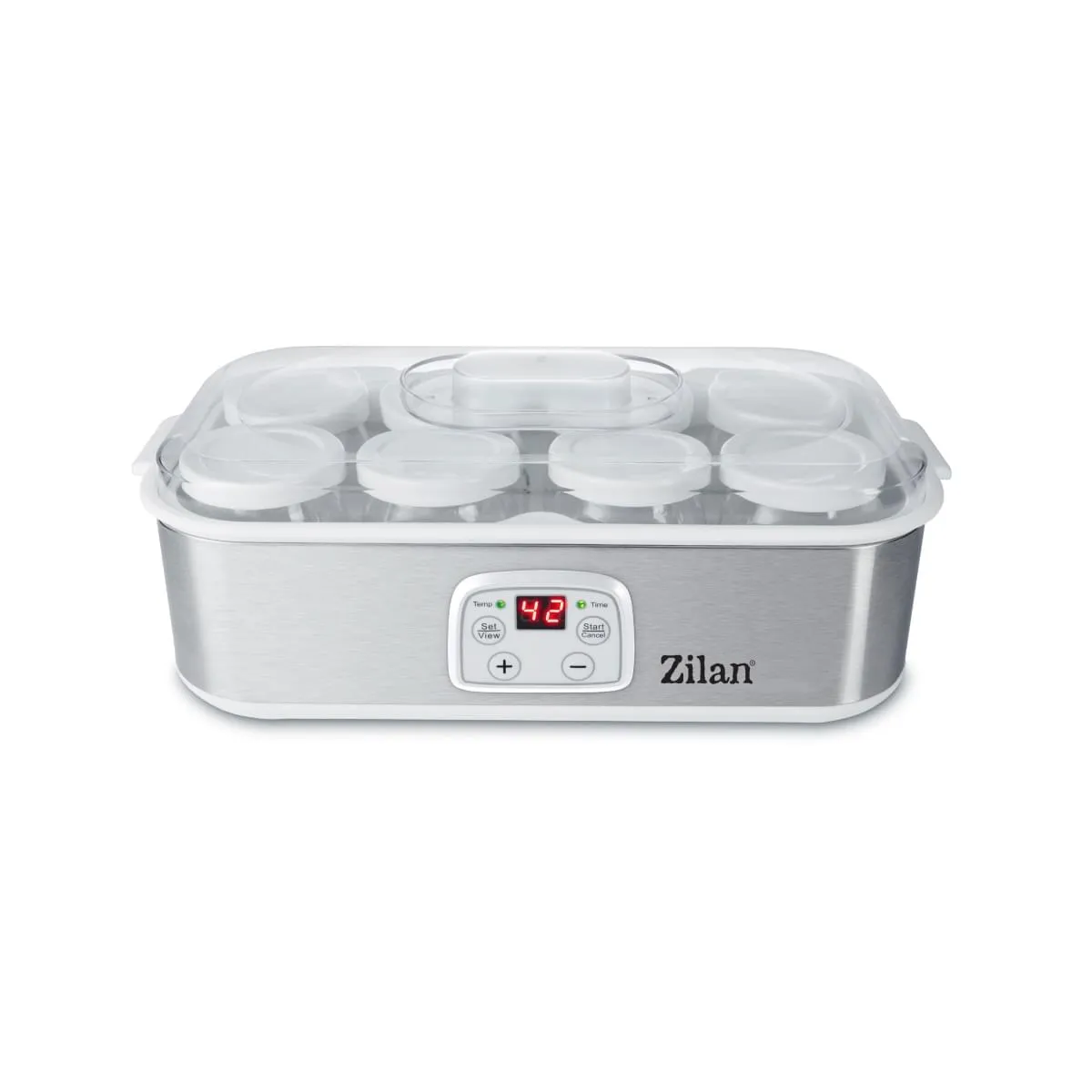 Aparat pentru facut iaurt Zilan ZLN6104 - 8 borcane sticla, timer digital 48h, termostat reglabil