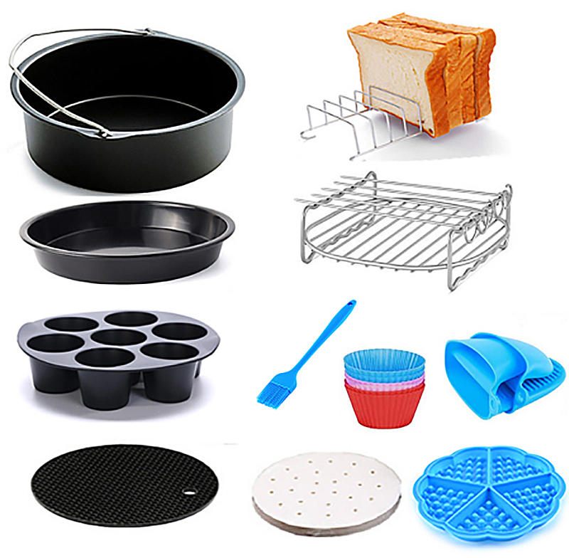 Set complet 11 accesorii pentru Friteuza cu Aer Zilan ZLN8016 - kit universal 18cm cu forme silicon