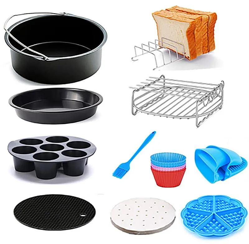 Set complet 11 accesorii pentru friteuza cu aer Zilan ZLN8023 - diametru 19 cm