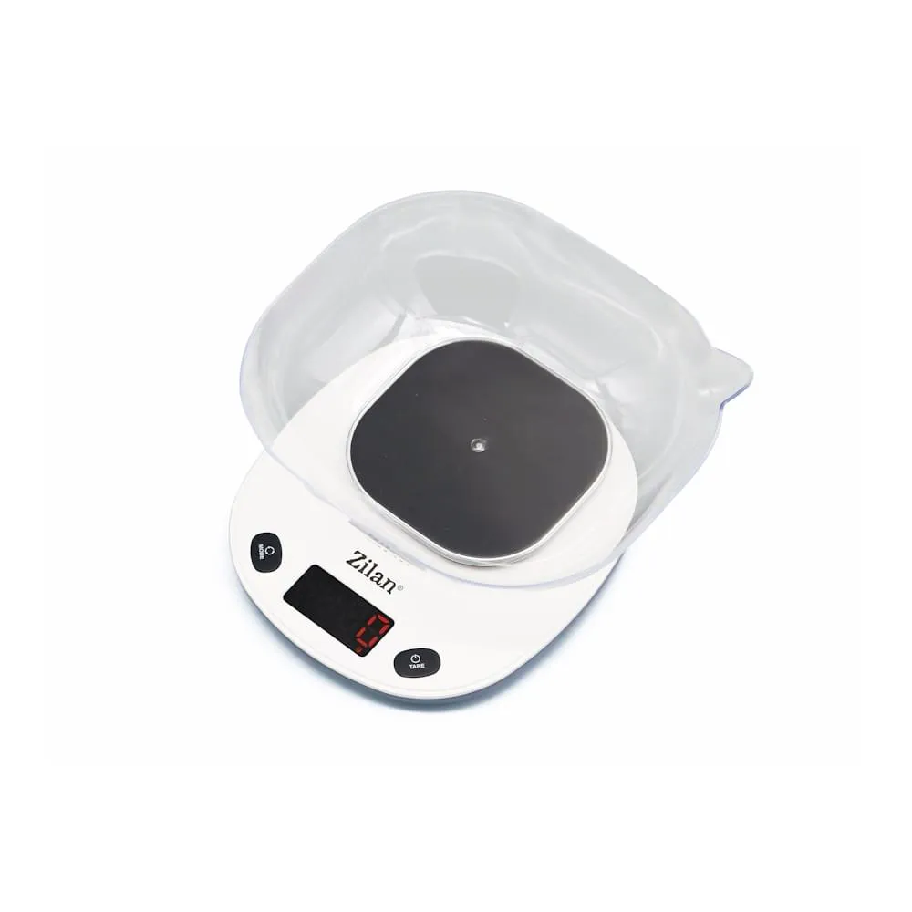 Cantar de bucatarie digital Zilan ZLN7880 Alb, 5kg, ecran LCD, bol detasabil
