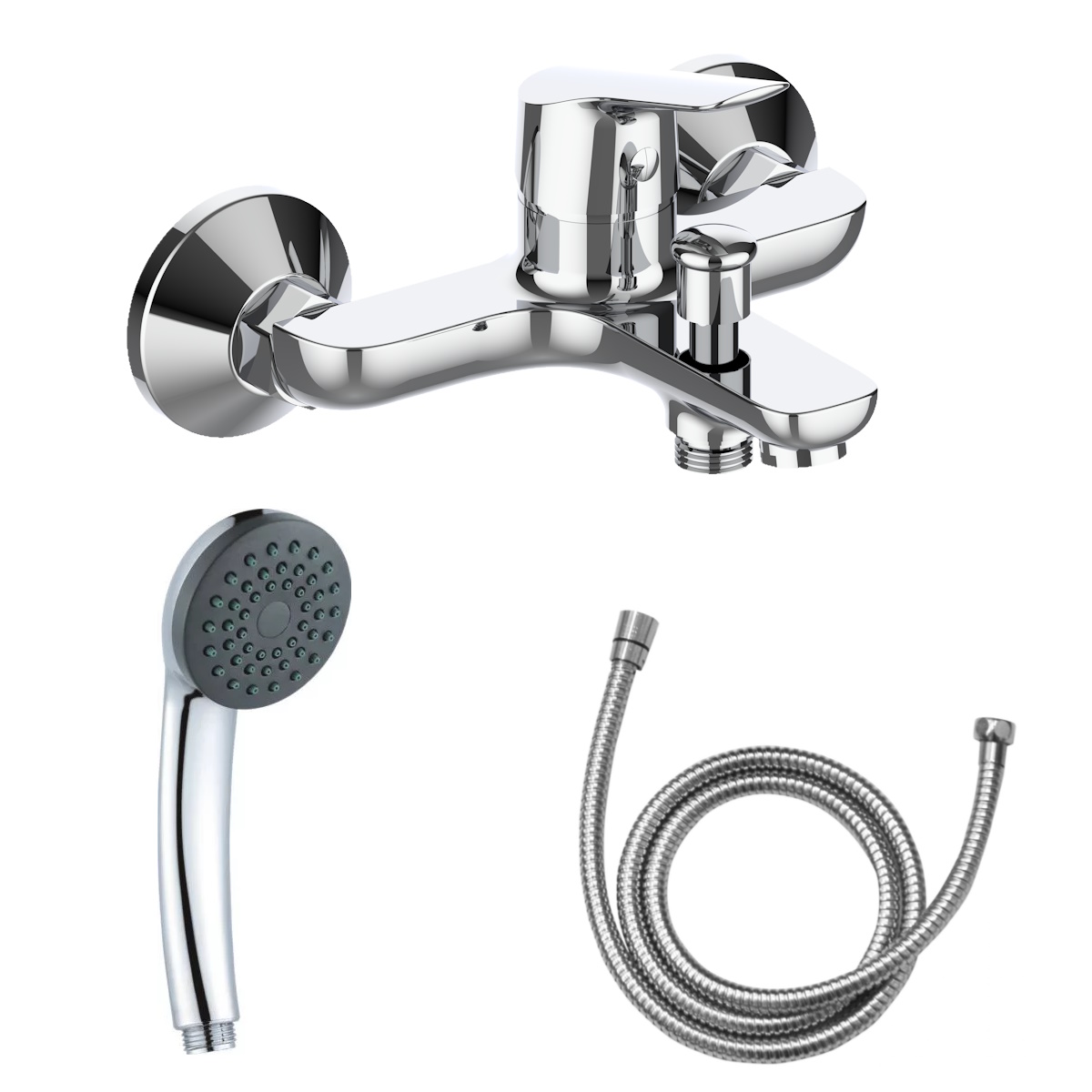 Baterie cada Z-Inox ZLN8177 completa cu furtun 1,5m si para dus - finisaj argintiu premium