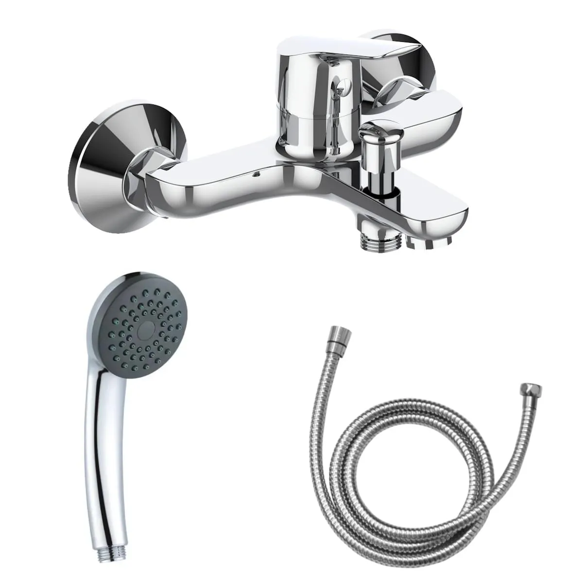 Baterie cada Z-Inox ZLN8177 completa cu furtun 1,5m si para dus - finisaj argintiu premium