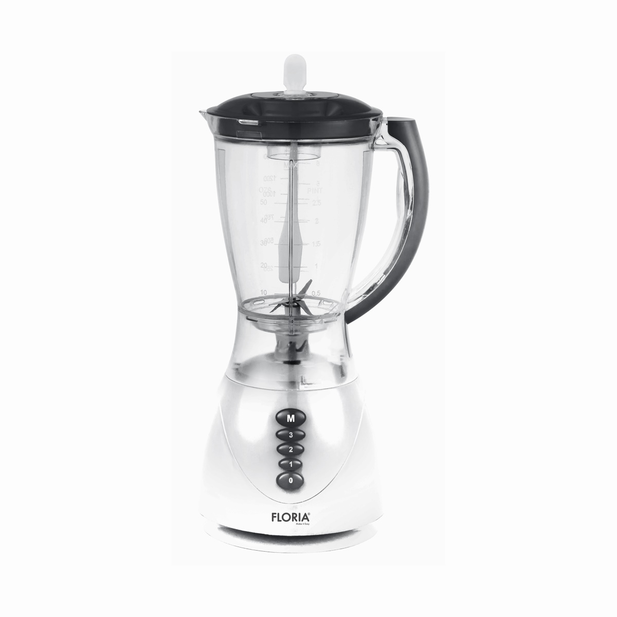 Blender FLORIA ZLN3081 300W, capacitate 1,5L, 3 viteze + functie Pulse - alb