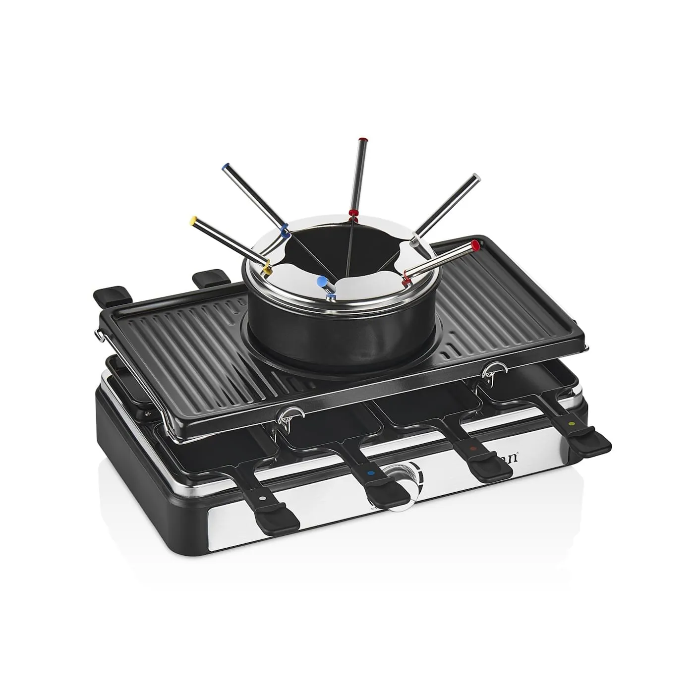 Gratar electric multifunctional Zilan ZLN8856 - 3 in 1 Raclette, Grill & Fondue, 1400W, 8 persoane