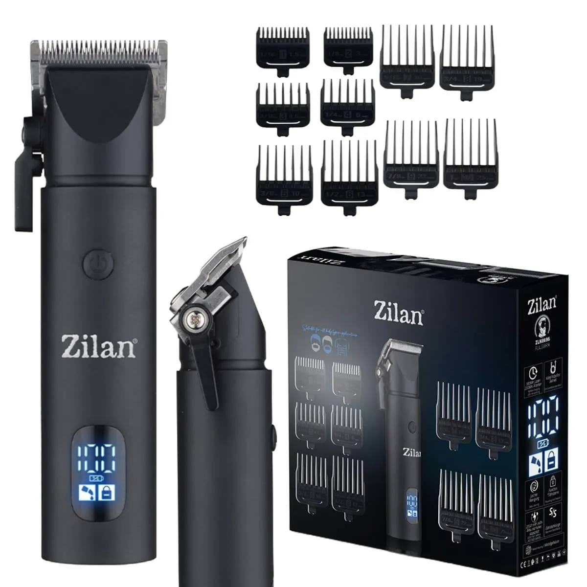 Aparat de tuns profesional Zilan ZLN8696 - Kit complet 11 in 1, autonomie 200 min, USB-C