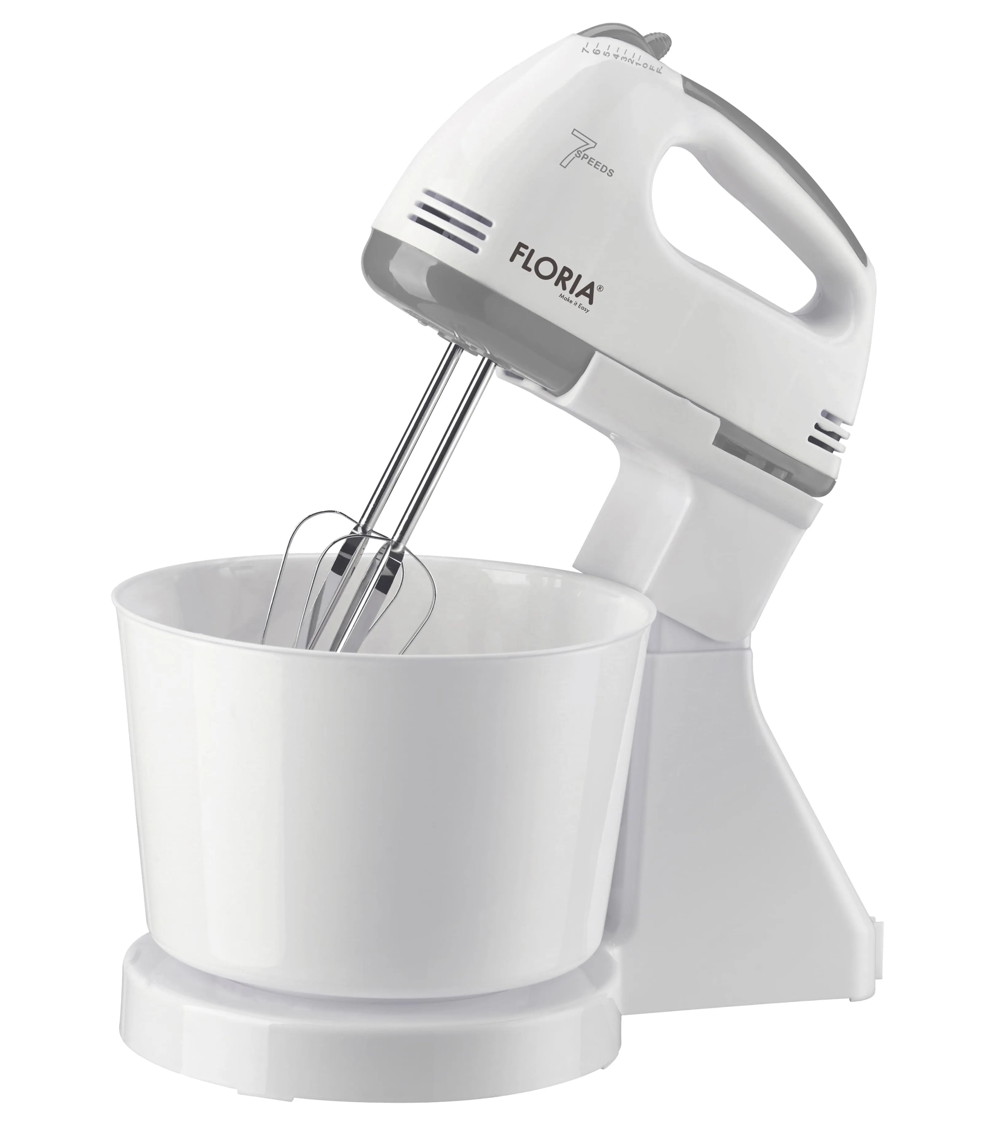 Mixer cu bol Floria ZLN-7577 - 150W, 7 viteze, bol 2 L + 4 accesorii incluse
