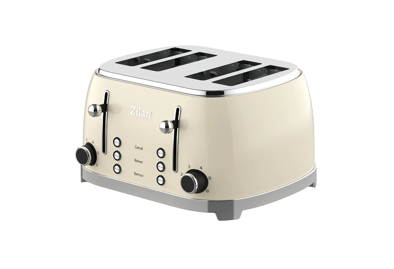Prajitor de paine retro Zilan ZLN1214 - 4 felii, 1500W, 6 trepte prajire, functii dezghetare si reincalzire