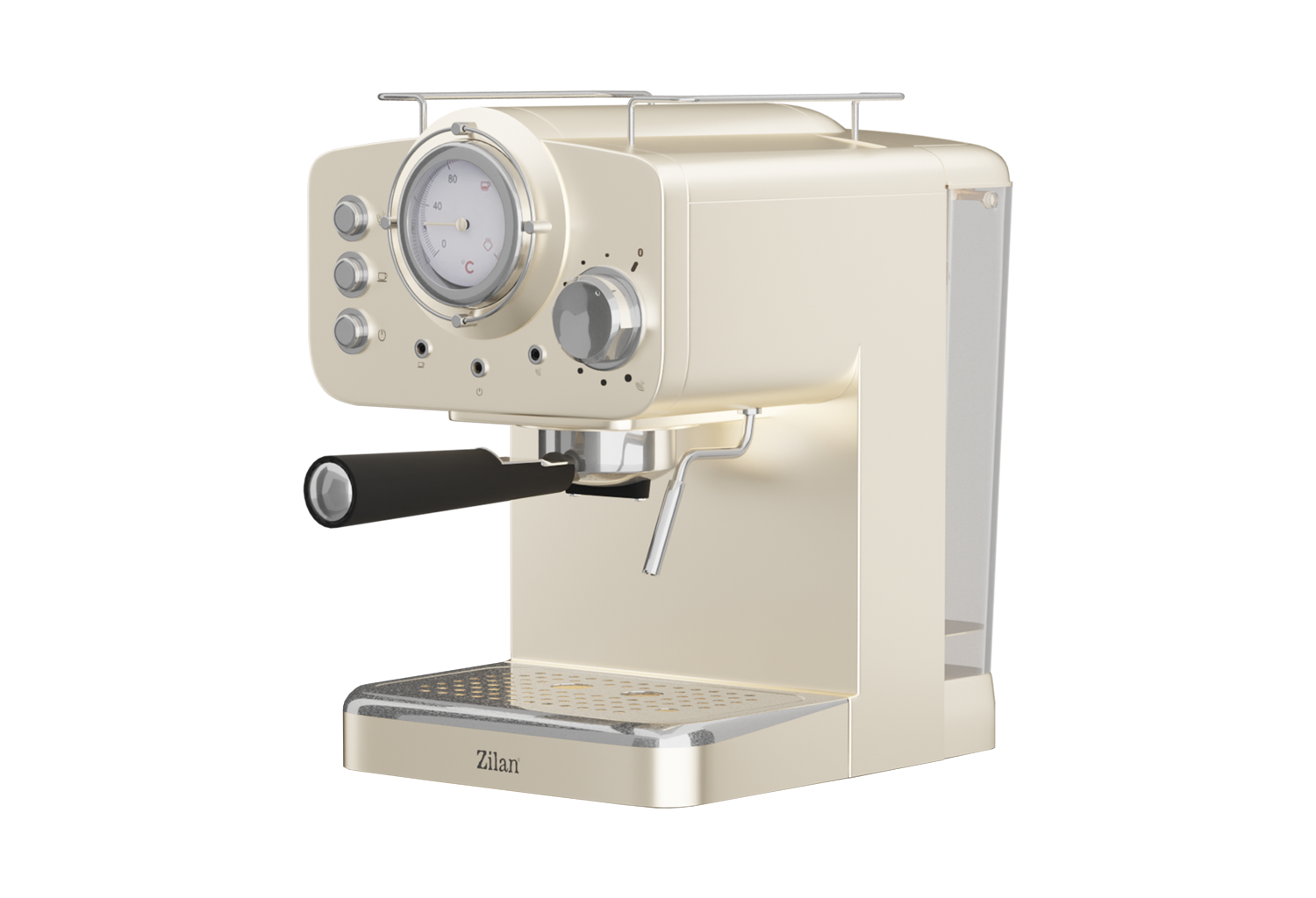 Espressor manual Zilan ZLN2992, crem - design Retro, 15 Bar, 1,25L, 1100W cu termometru