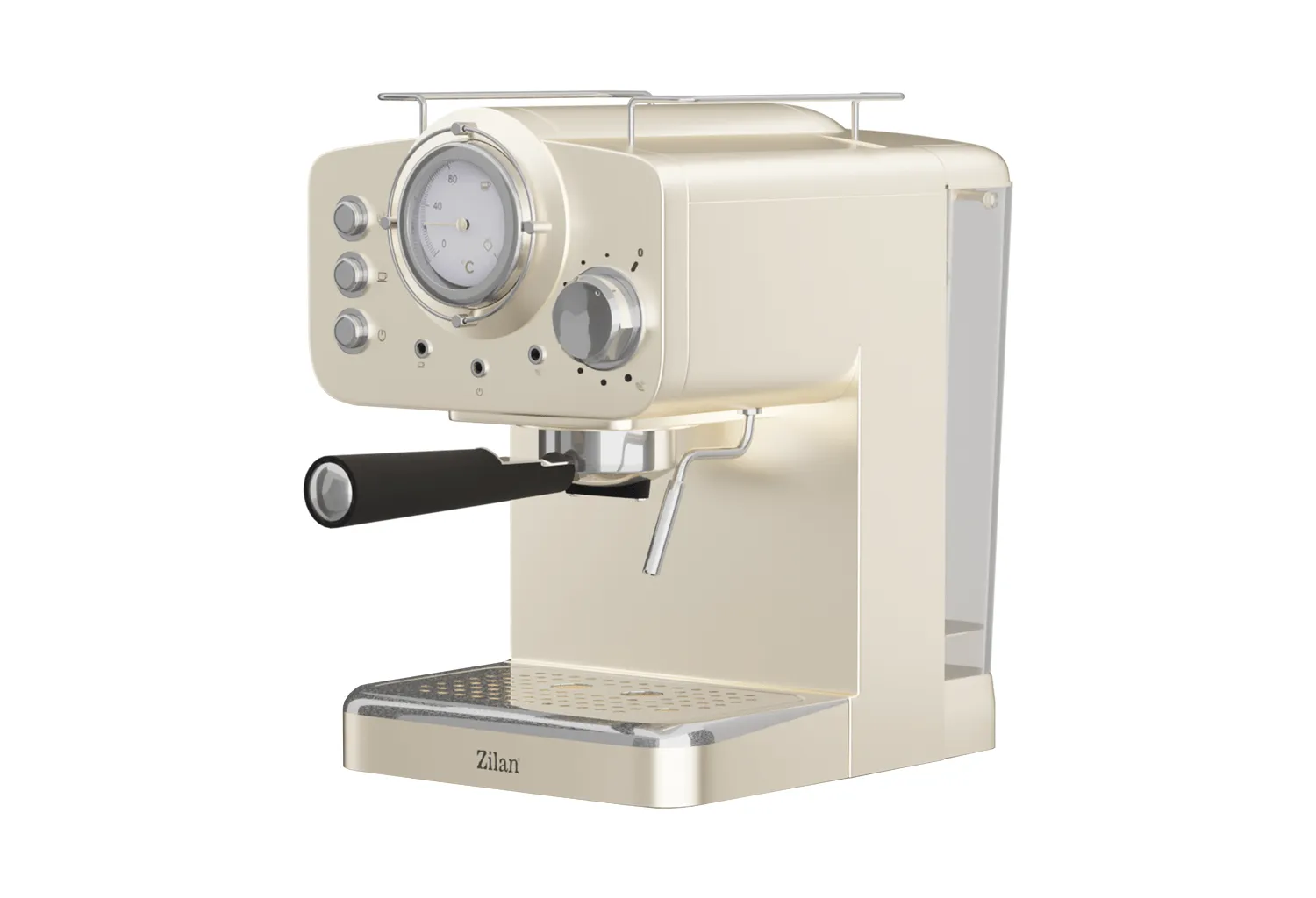 Espressor manual Zilan ZLN2992, crem - design Retro, 15 Bar, 1,25L, 1100W cu termometru