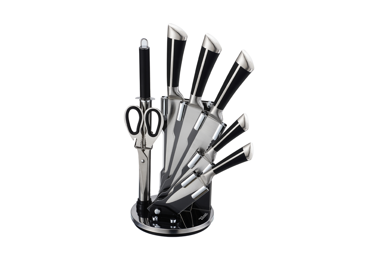 Set profesional 9 cutite ZILAN ZLN1634 - otel inoxidabil 3CR13, suport 360°, masina spalat vase