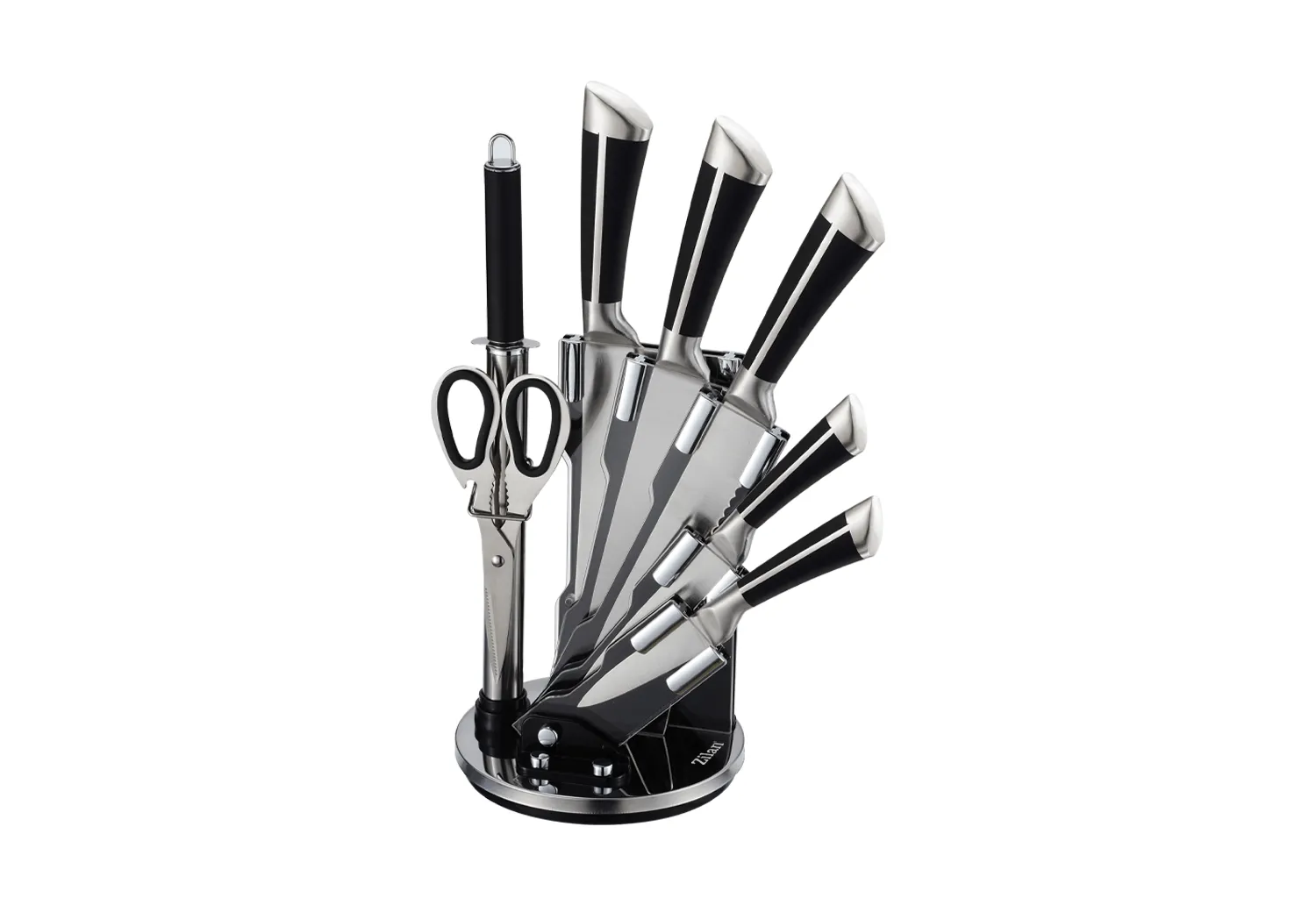Set profesional 9 cutite ZILAN ZLN1634 - otel inoxidabil 3CR13, suport 360°, masina spalat vase