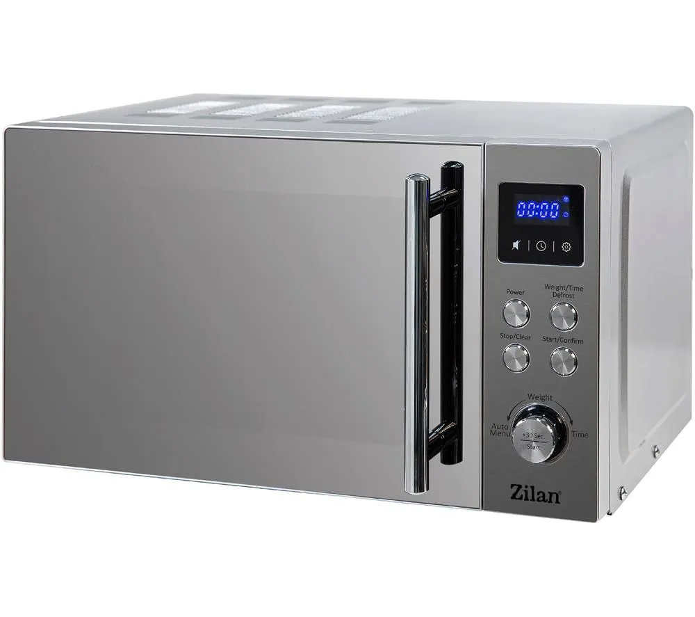 Cuptor cu microunde digital Zilan ZLN1238 - 700W, 20L, dezghetare automata, afisaj LED, panou inox