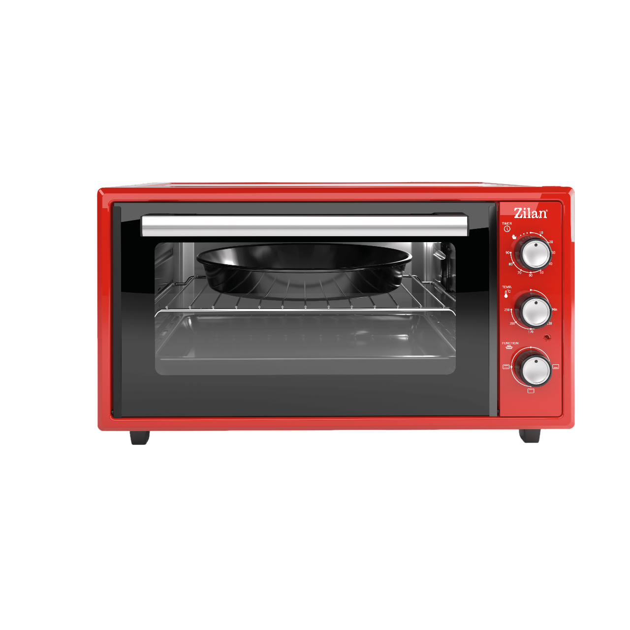 Cuptor electric Zilan ZLN5650 - 45L, 2000W, timer 90 min, termostat 250°C, interior emailat, rosu