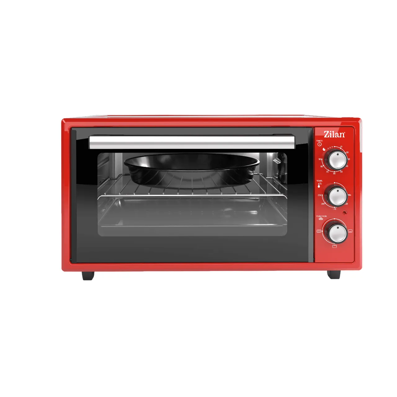 Cuptor electric Zilan ZLN5650 - 45L, 2000W, timer 90 min, termostat 250°C, interior emailat, rosu