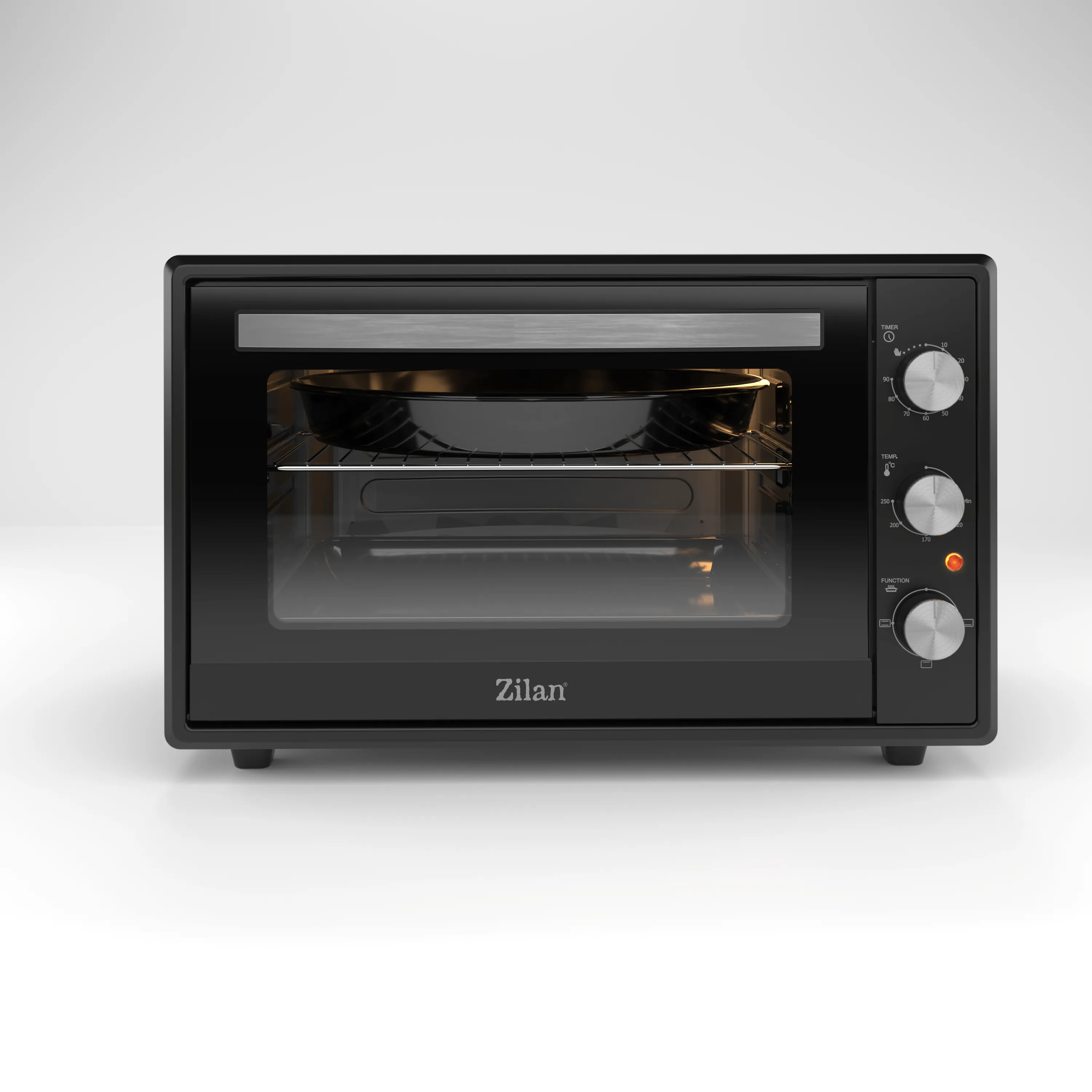 Cuptor electric Zilan ZLN2433 - 65L, 2000W, termostat 250°C, timer 90 min, geam dublu, interior emailat