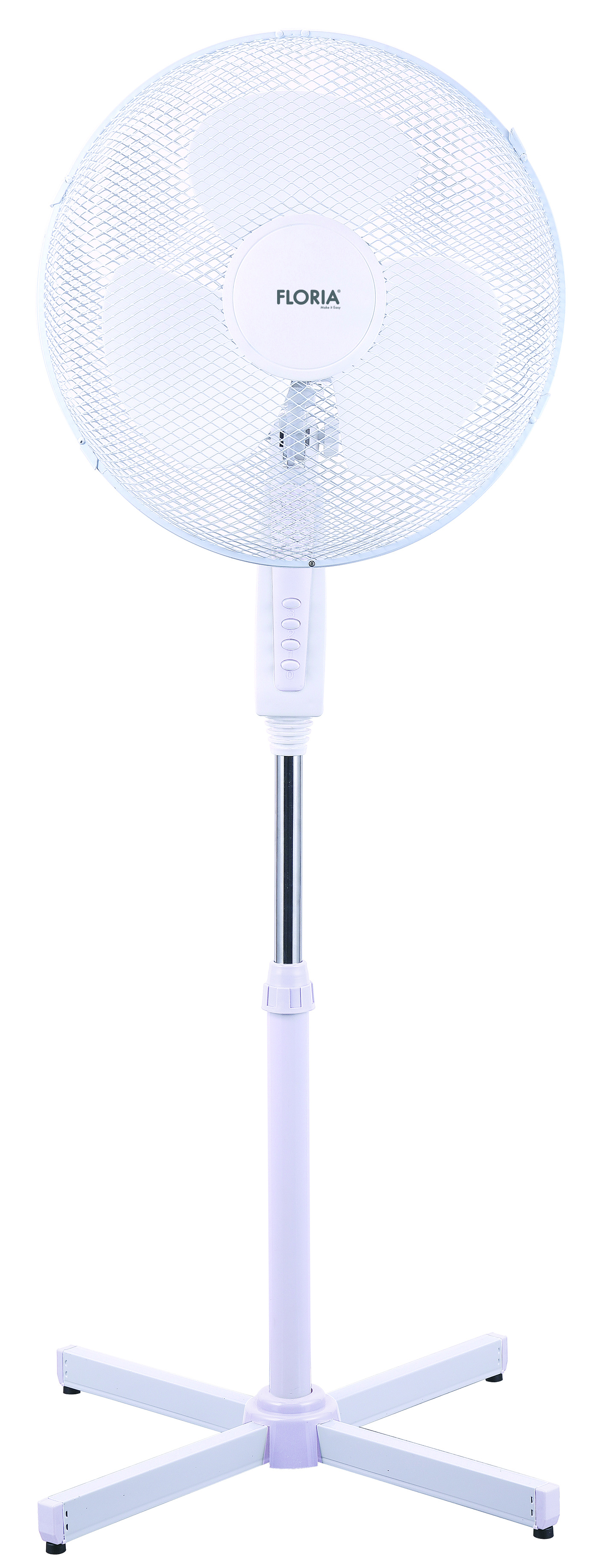 Ventilator cu picior FLORIA ZLN-1180, 40W, motor silentios, inaltime reglabila 98-130cm, oscilatie 90°, Alb