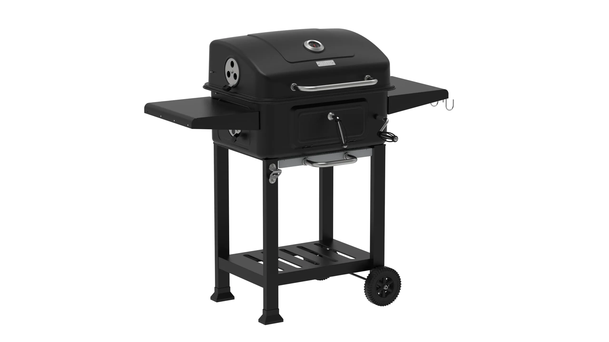 Gratar exterior Zilan ZLN3574 - grila otel cromat 54 x 42,5 cm cu termometru si roti mobile
