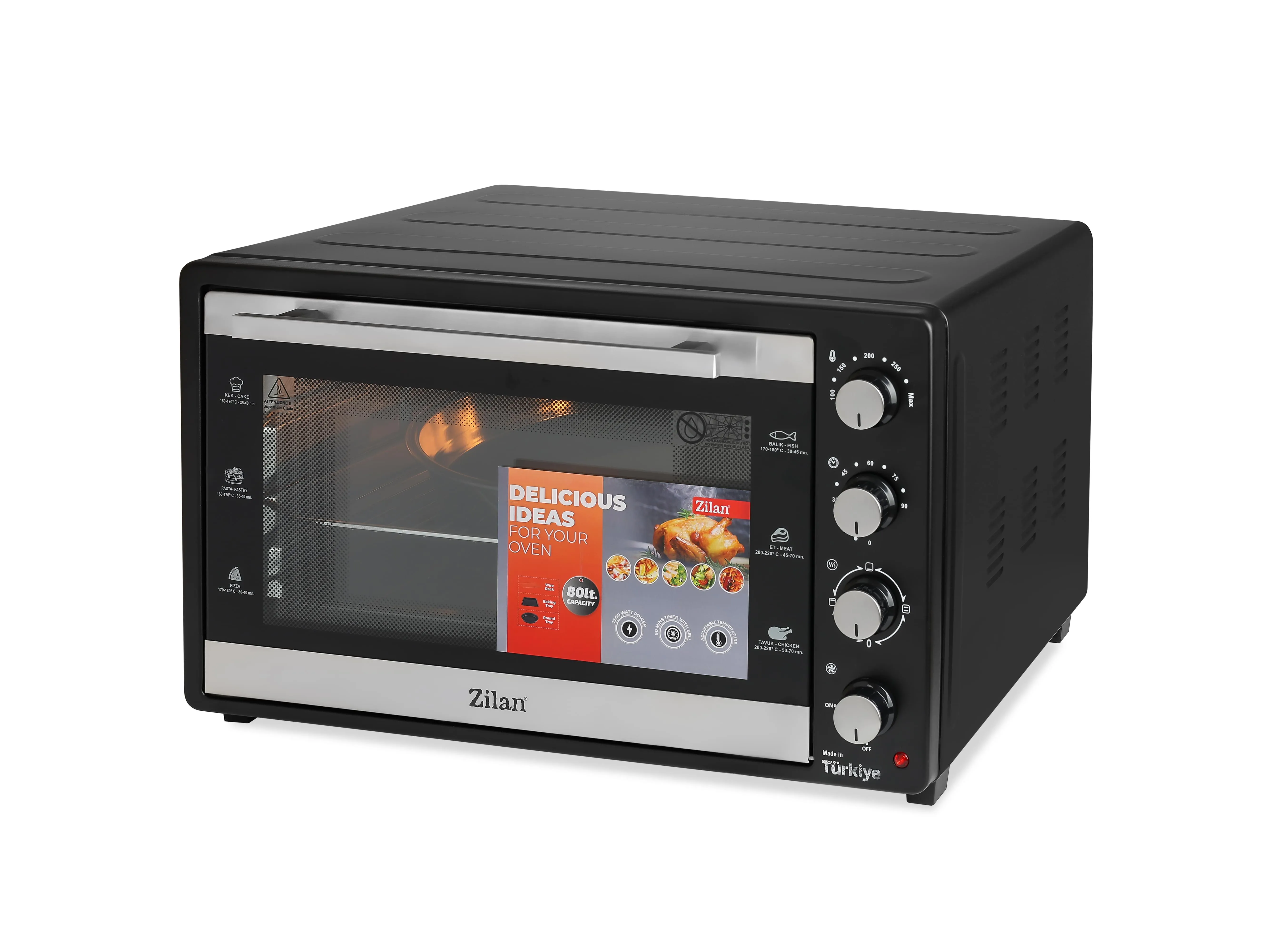 Cuptor electric Zilan ZLN3480 - 80L, 2500W, convectie, timer 90min, termostat 250°C