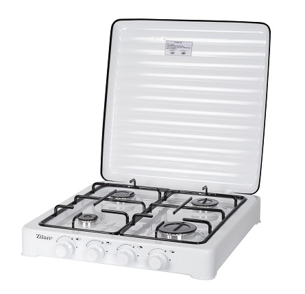 Aragaz GPL 4 Ochiuri ZILAN ZLN7079 Alb - Plita Gaz cu capac pentru butelie, 58 cm