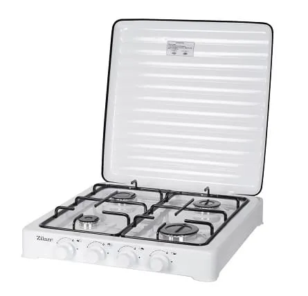 Aragaz GPL 4 Ochiuri ZILAN ZLN7079 Alb - Plita Gaz cu capac pentru butelie, 58 cm