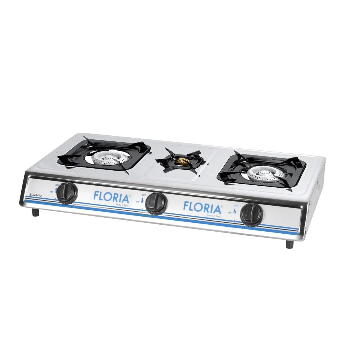 Aragaz portabil cu 3 arzatoare GPL Zilan Floria ZLN-8472 - Inox, pentru bucatarii mici si case de vacanta
