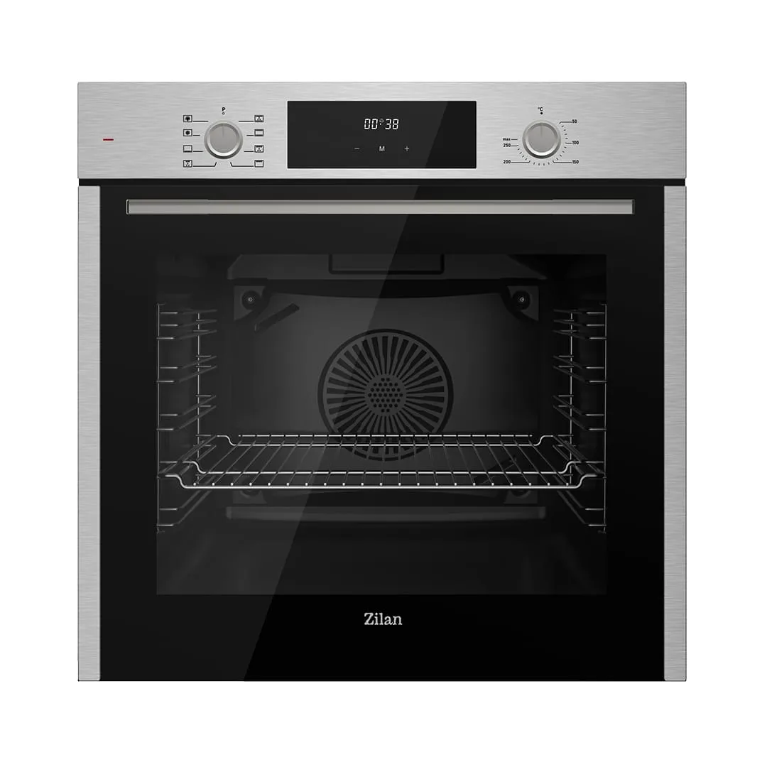 Cuptor incorporabil digital Zilan ZLN6421, 73 L, 8 functii, ventilare Turbo, Grill, gri si negru