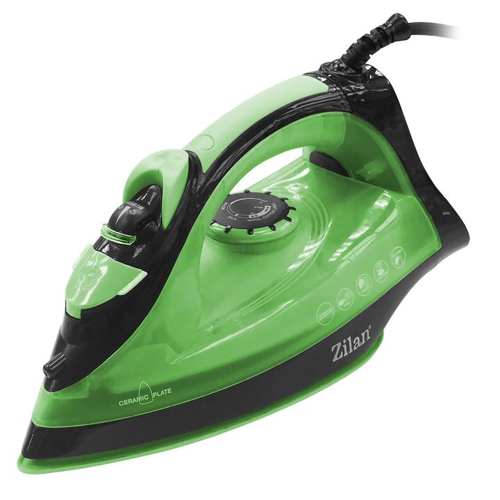 Fier de calcat cu Abur ZILAN ZLN-2189, 2200W, talpa ceramica, auto-curatare, verde