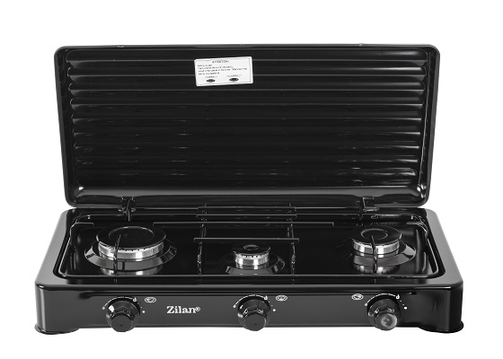 Aragaz GPL 3 arzatoare ZILAN ZLN-0032 Negru - perfect pentru case de vacanta si bucatarii mici