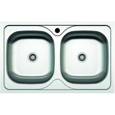 Chiuveta inox ZLN2982 cu 2 cuve pentru bucatarie - 80x50 cm, finisaj anticalcar Z-INOX