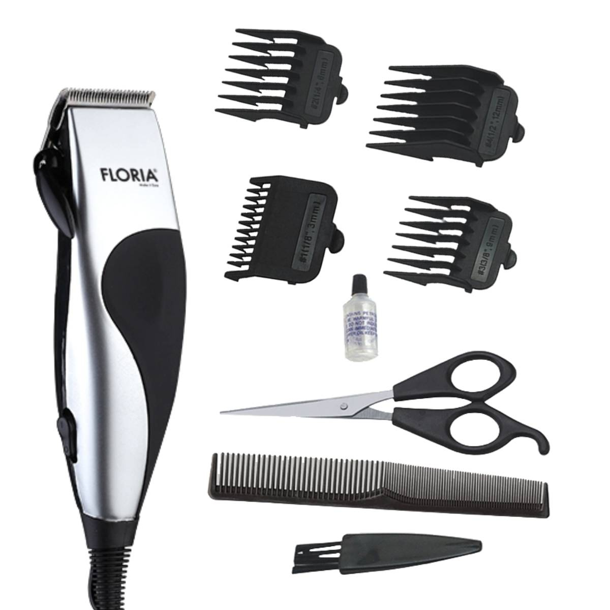 Aparat de tuns parul FLORIA ZLN-0443 - masina profesionala 10W cu 4 accesorii, lame inox ajustabile 3-12mm