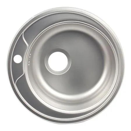 Chiuveta rotunda inox 48cm pentru bucatarie - finisaj anticalcar cu sifon si preaplin ZLN-6300