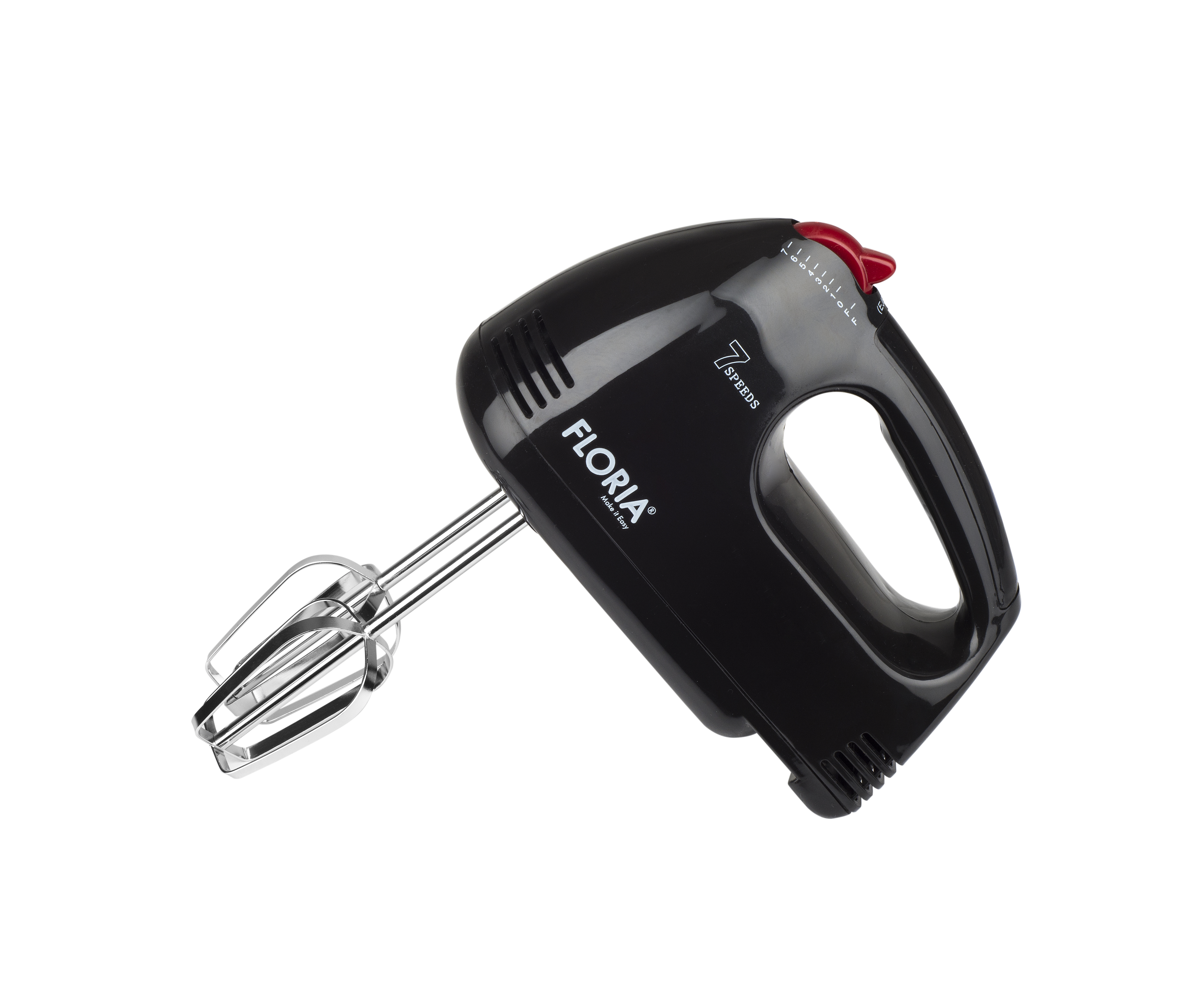 Mixer de mana Floria ZLN-7567, negru - 150W, 7 viteze, design ergonomic + accesorii complete